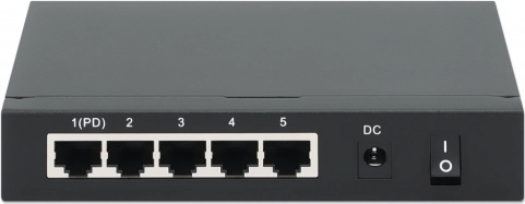 gigabit 5-poorts poe+ switch met poe-passthrough, voeding via poe of ac, 68 w