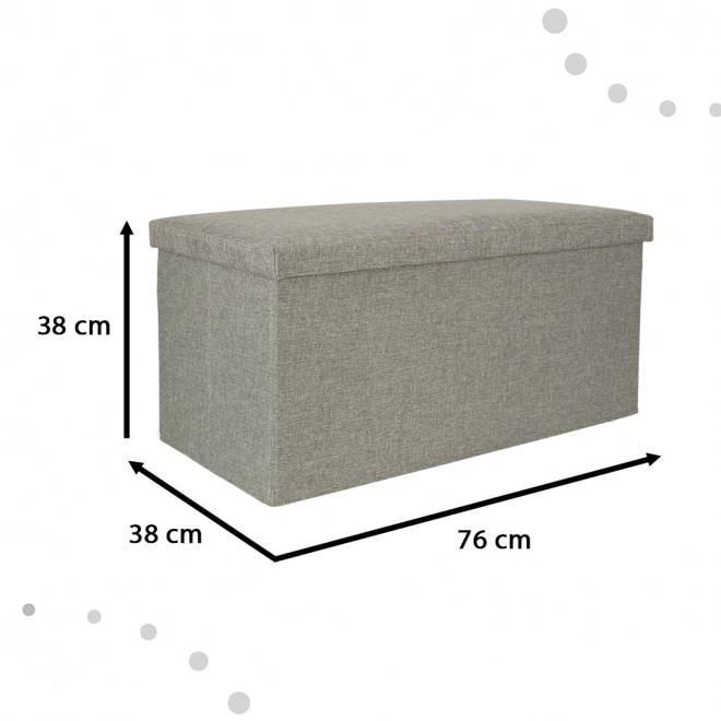 Grijze opvouwbare poef met opbergruimte 76x38x38 cm