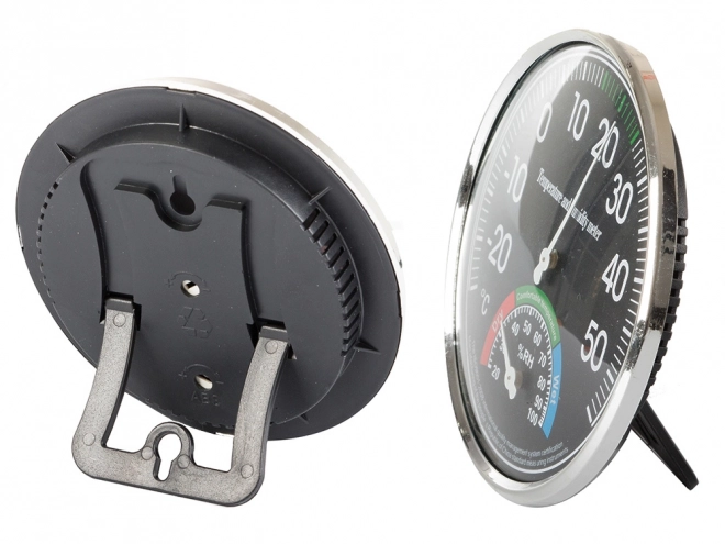 Analoge binnen hygrometer en thermometer zwart