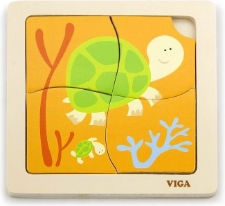 Wooden Puzzle Little Turtle with 4 Pieces