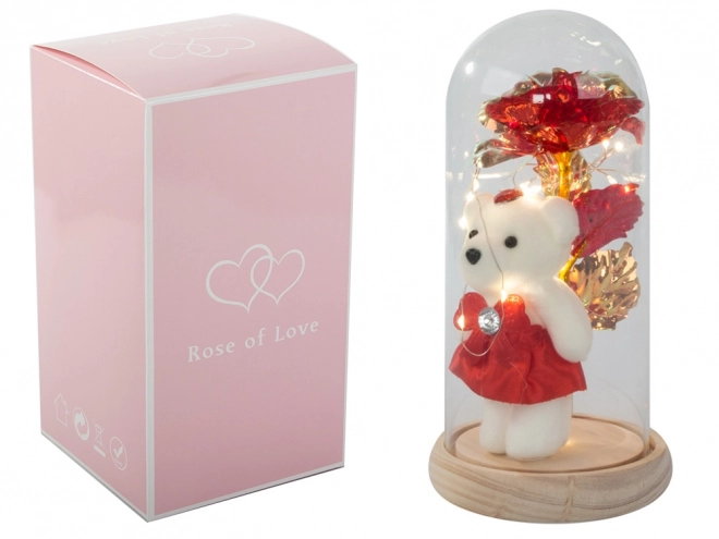 Ewige Rose mit Beleuchtung in Glasbox
