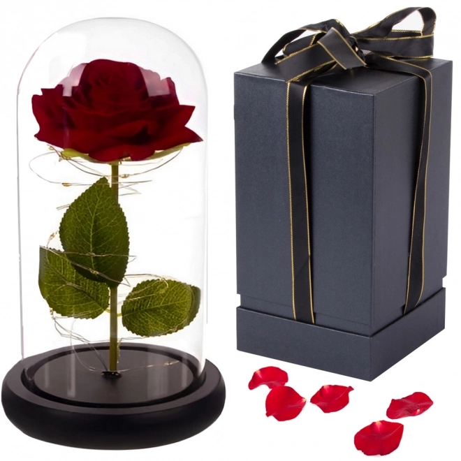 Rose éternelle en verre avec éclairage LED