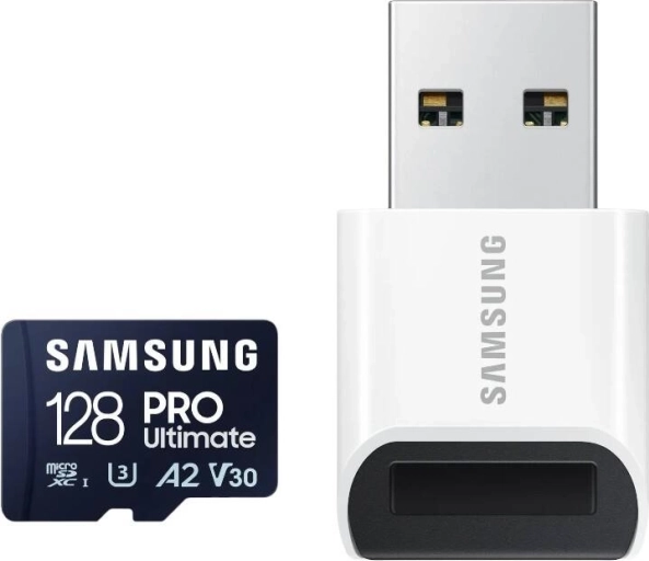 carte mémoire samsung microsdxc pro ultimate 128 go, 200 mb/s, uhs-i u3 v30 a2