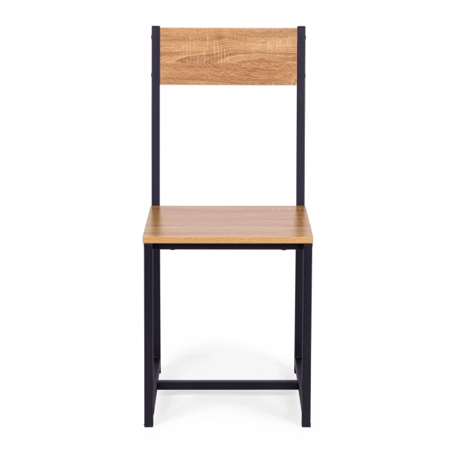 Set meubels: tafel en 2 stoelen van metaal en MDF