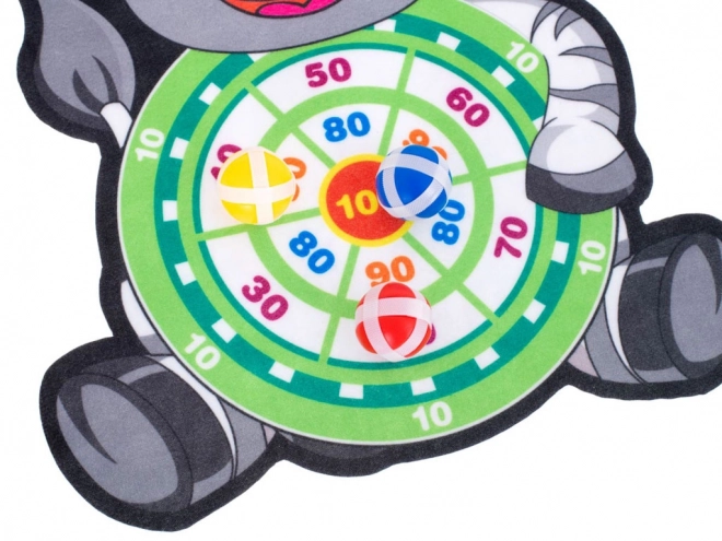 Kinderspel met doek en ballen met klittenband Zebra