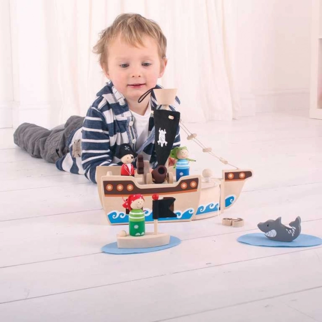 Houten piratenschip met toebehoren van Bigjigs Toys