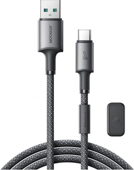 Joyroom USB–USB‑C cable 1.2 m with magnetic clip, fast charging 3A, gray