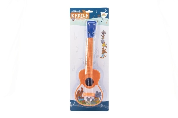Plastic ukulele met diertjes 40 cm met plectrum