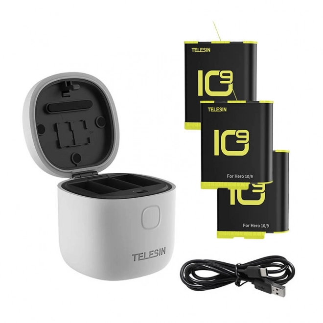 Wasserdichtes Ladegerät Telesin Allin Box für GoPro Hero 9 / Hero 10 + 3 Batterien