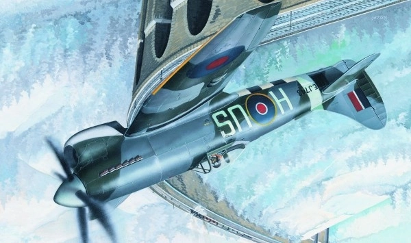 Model Hawker Tempest MK.V 14,2x17,3cm in doos 25x14,5x4,5cm
