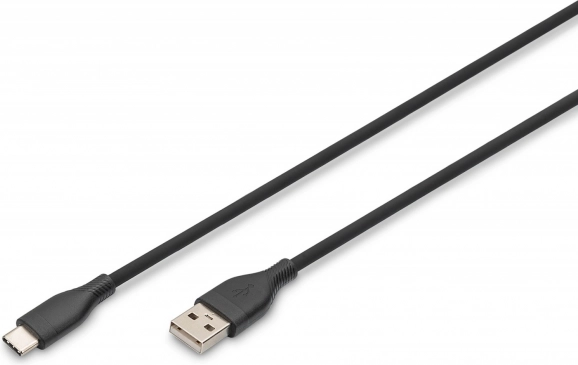 Câble de connexion en silicone USB-A - USB-C, USB 2.0, 60 W, 1 m noir