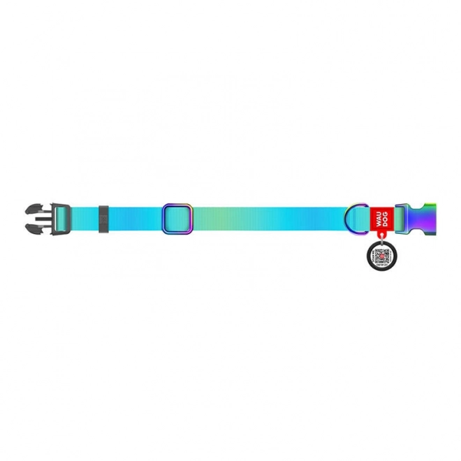 Collier en nylon avec code QR pour chiens Waudog dégradé, bleu, taille L