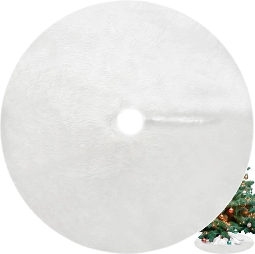 Weihnachtlicher Textilteppich unter Weihnachtsbaum 90 cm weiß