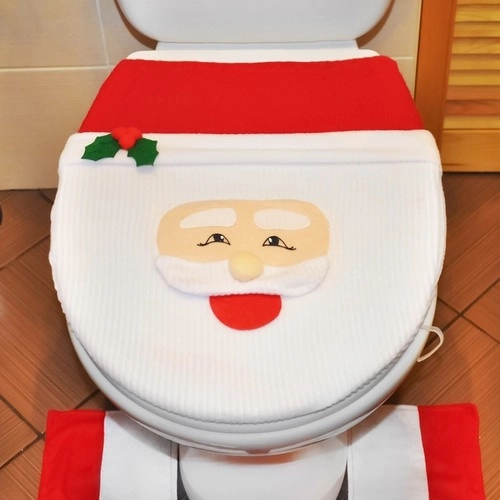 Kerst toilet hoes met tapijt Ruhhy 22360