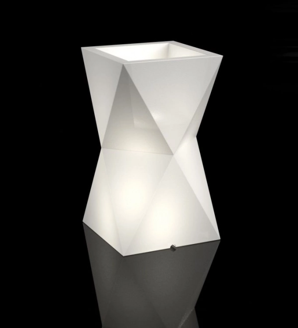 Witte bloempot Valencia met verlichting