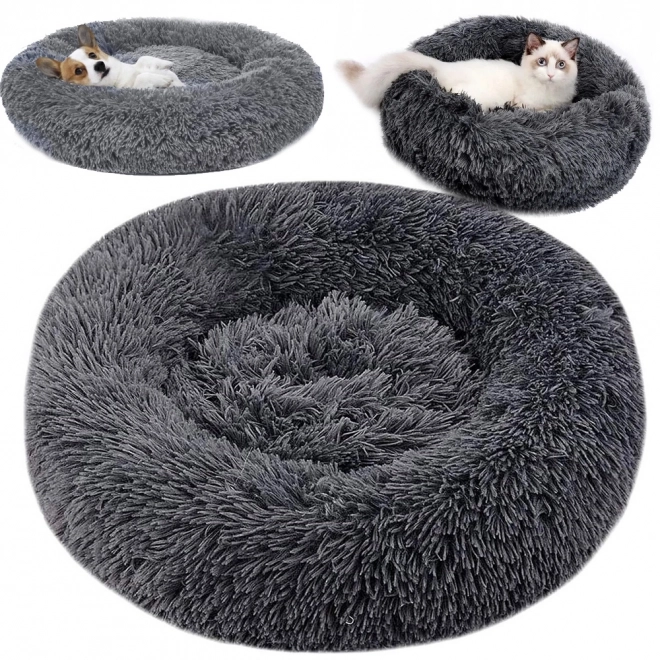 Pluizig kattenbed zachte kussen voor op de bank 80 cm – tmavě šedý