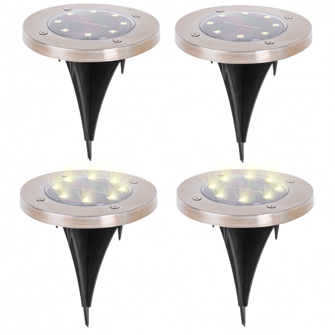 Solar Ground Spike Garden Lamps Set of 4 Warm White