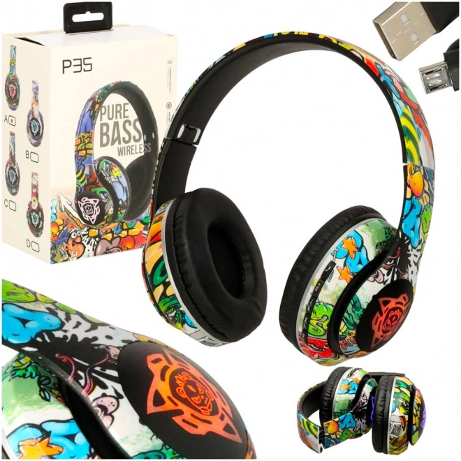 Wireless over-ear headphones with Bluetooth and RGB lighting