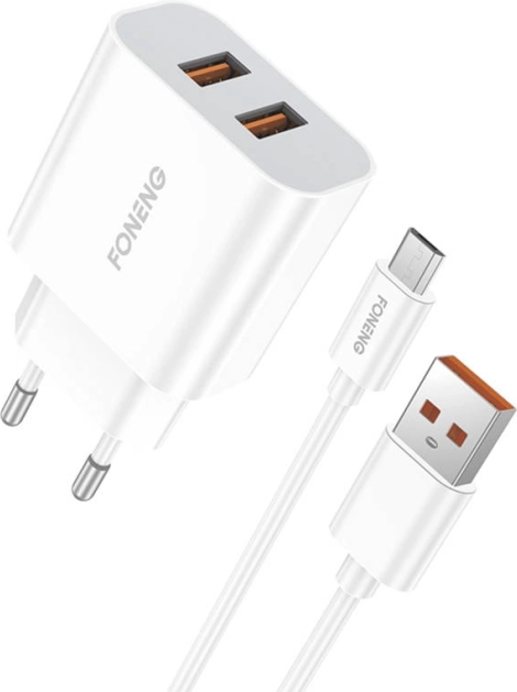 Chargeur rapide FONENG 2× USB 12 W avec câble Micro USB