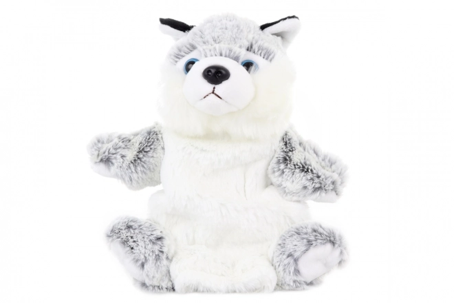 Pluche Hond Husky marionet 25 cm