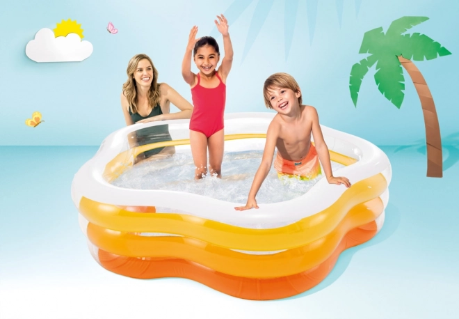 Orangefarbener aufblasbarer Kinderpool 185 x 180 cm
