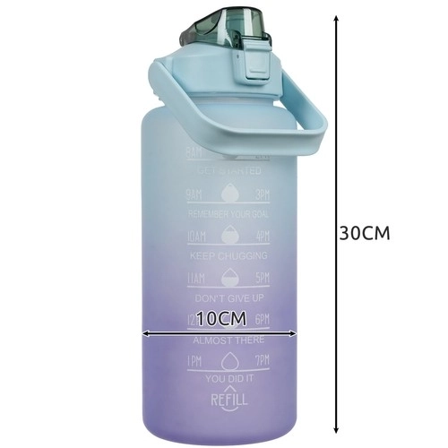 Motivierende Trinkflasche 2L Violett-Blau