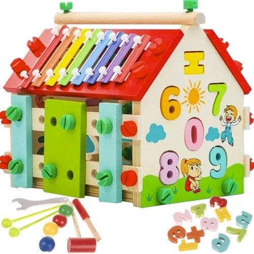 Houten educatief huisje voor kinderen DIY