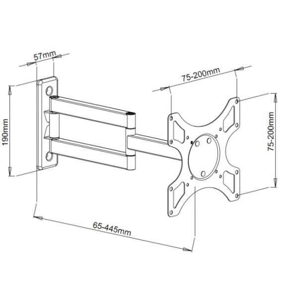 Wandhouder voor LCD/LED 19-37 inch, dubbele arm, verstelbaar, wit