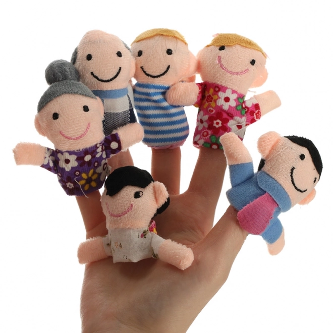 Familie textiele vingerpoppen - set van 6 stuks