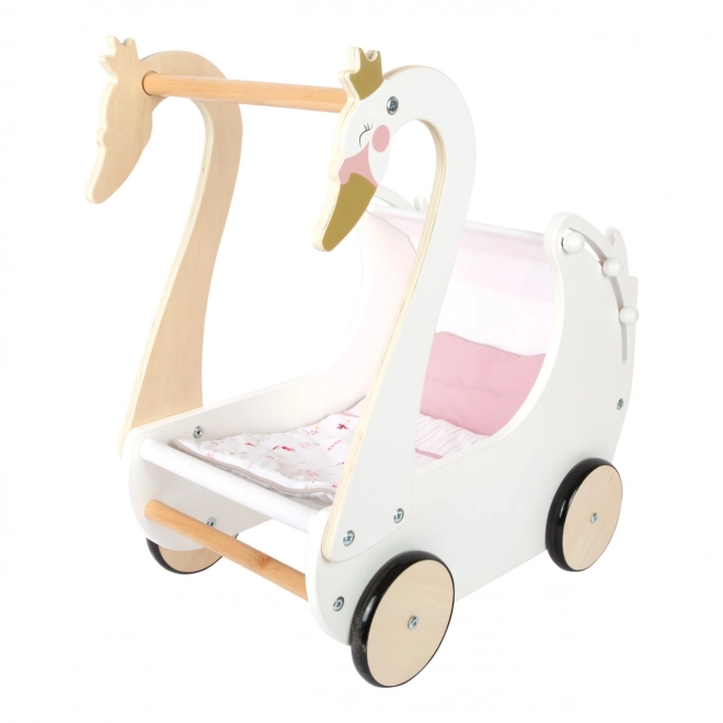 Houten kinderwagen Zwaan