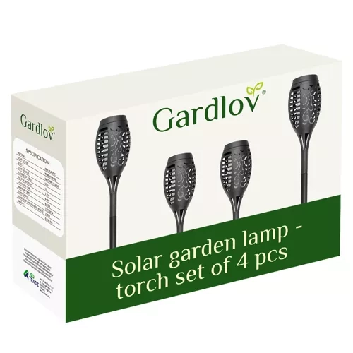 Garlov Zonnelamp voor de tuin - fakkel, set van 4 stuks