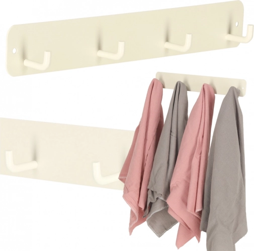 Wandhandtuchhalter für das Bad, cremefarbener Metall, 4 Haken