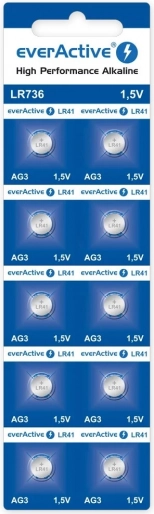 Alkaline knoopcellen everActive LR41 (LR736/AG3) 1,5 V – blister 10 stuks