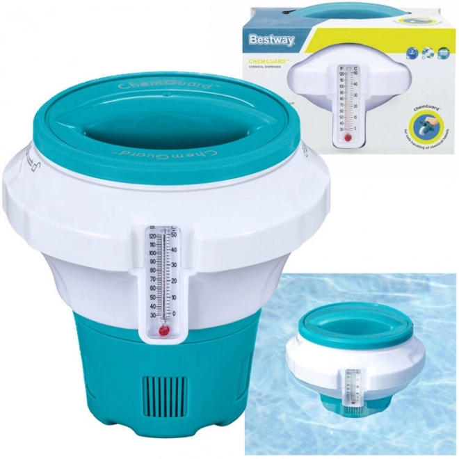 Vlotterende chemiedispenser voor zwembadwater met thermometer