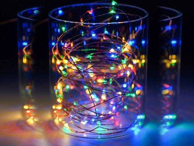 Veelgekleurde kerst LED-lampen met batterijen 10m