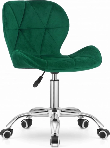 Swivel office chair with wide backrest velvet green