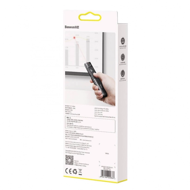Baseus Orange Dot Multifunctionele afstandsbediening voor presentaties, met laserpointer - grijs