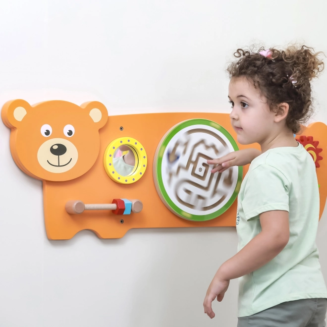 Wooden Wall Game with Bear Motif