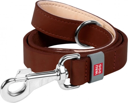 Laisse en cuir pour chien WAUDOG 14 mm, 122 cm, marron