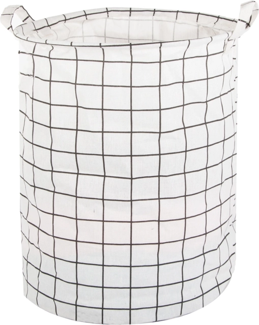 Folding laundry basket with black pattern