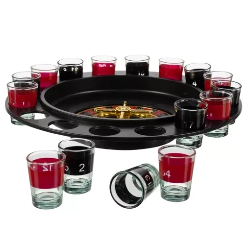 Party-Roulette-Spielset mit 16 Gläsern