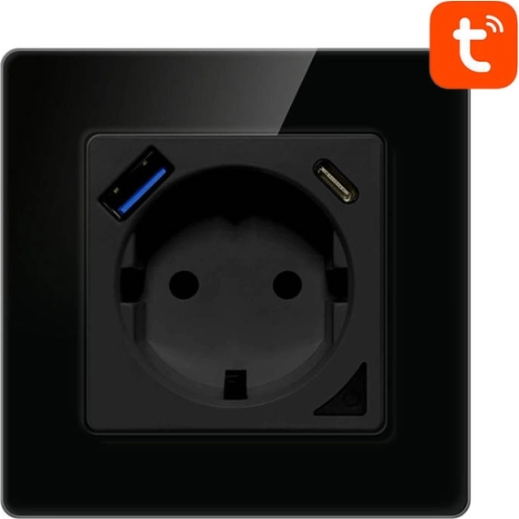 Slimme WiFi-stopcontact Avatto met USB en USB-C zwart