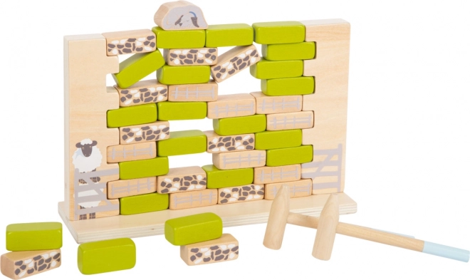 Houten spel wiebelige muur