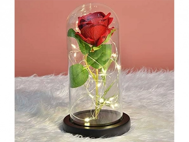 Ewige rote Rose im Glas mit LED-Licht als Geschenk für Frauen