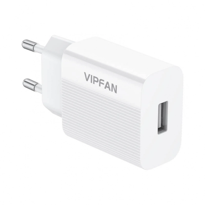 Wandoplader VFAN E01, 1x USB, 2,4 A (wit)