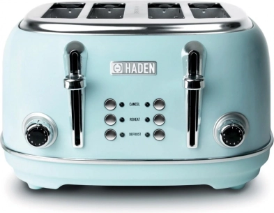 HERITAGE Toaster, türkis, vier Schlitze, Edelstahl