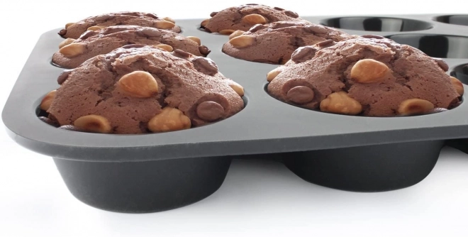Moule à muffins en téflon avec 12 caissettes en silicone