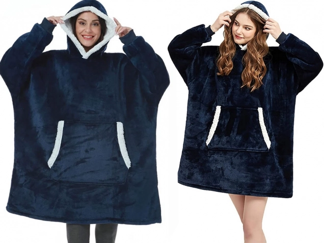 Warme oversized hoodie met capuchon van dikke bont