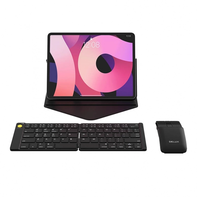 Satz aus kabelloser faltbarer Tastatur und Maus von Delux