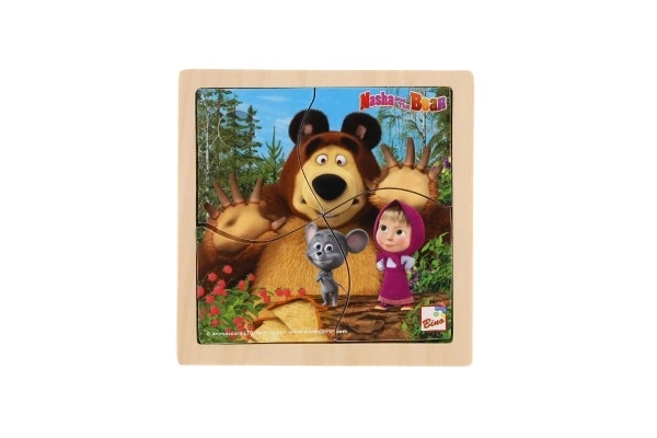 Houten puzzel met muisje Masha en de Beer 15cm